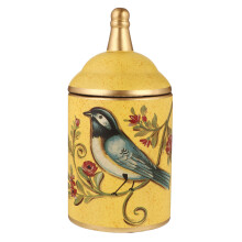 3Pcs Painted Ceramic Storage Jars for Tea Candy with Sealed Lid Yellow