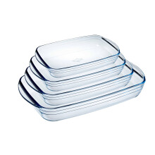 ?cuisine? Rectangular Glass Baking & Roasting Dishes | Extreme Resistance | Oven Safe - Freezer Safe - Microwave Safe Rectangular Roaster Set of 4 (2,