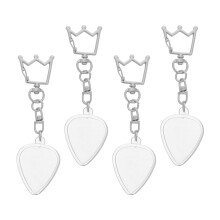 4Pcs Mini Clear Guitar Pick Holder with Keyring Portable Storage Case