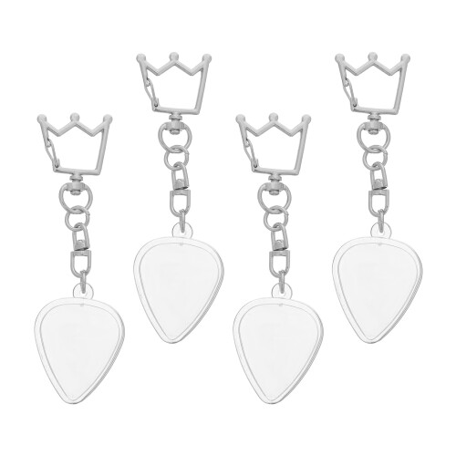 4Pcs Mini Clear Guitar Pick Holder with Keyring Portable Storage Case