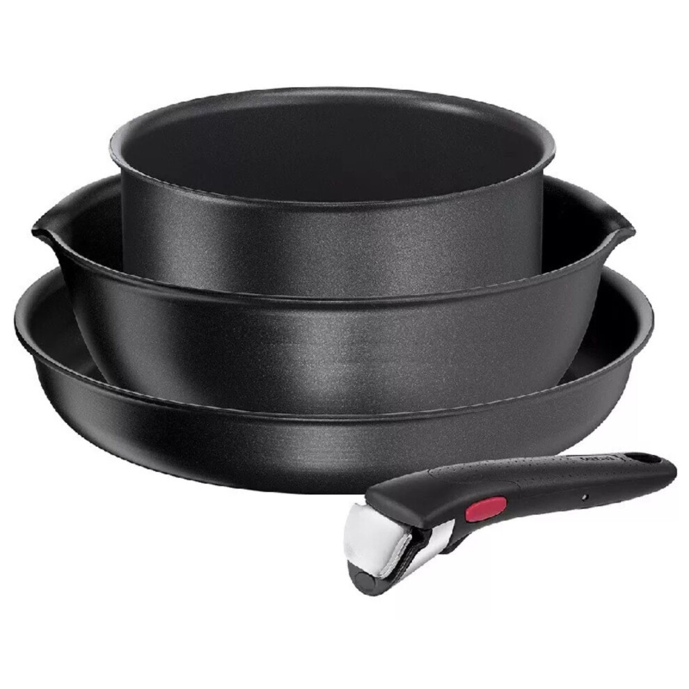 Tefal Ingenio Daily Chef L7629453 4-Piece Non-Stick Cookware Induction Pots & Pans Set, Black