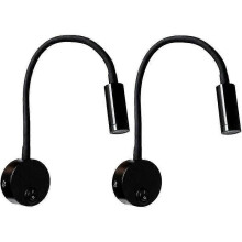 2 Pieces Black 3w Wall Reading Lamp, Flexible Adjustable Neck Sconce Aluminum Desk Lamp, Bedside Lamp with Switch Led Eye Care