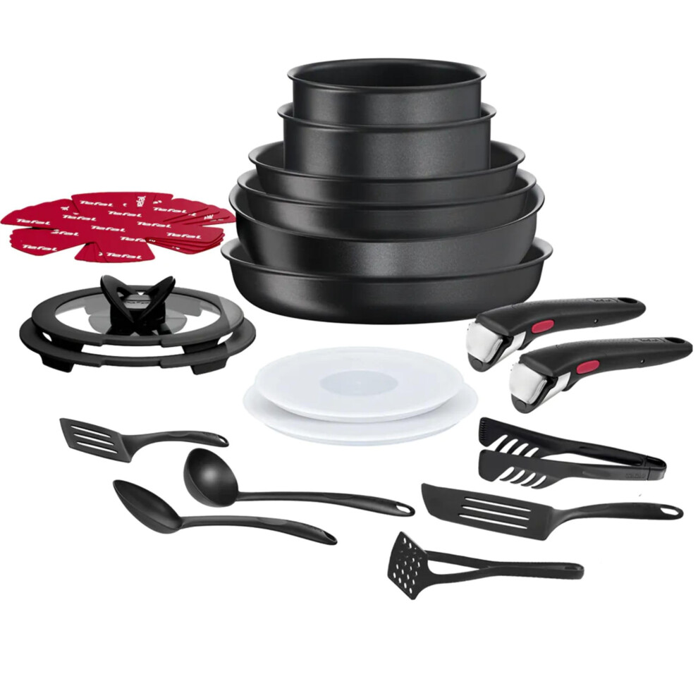 Tefal Ingenio Daily Chef On L7629342 22-Piece Non-Stick Induction Cookware Pots & Pans Set, Black