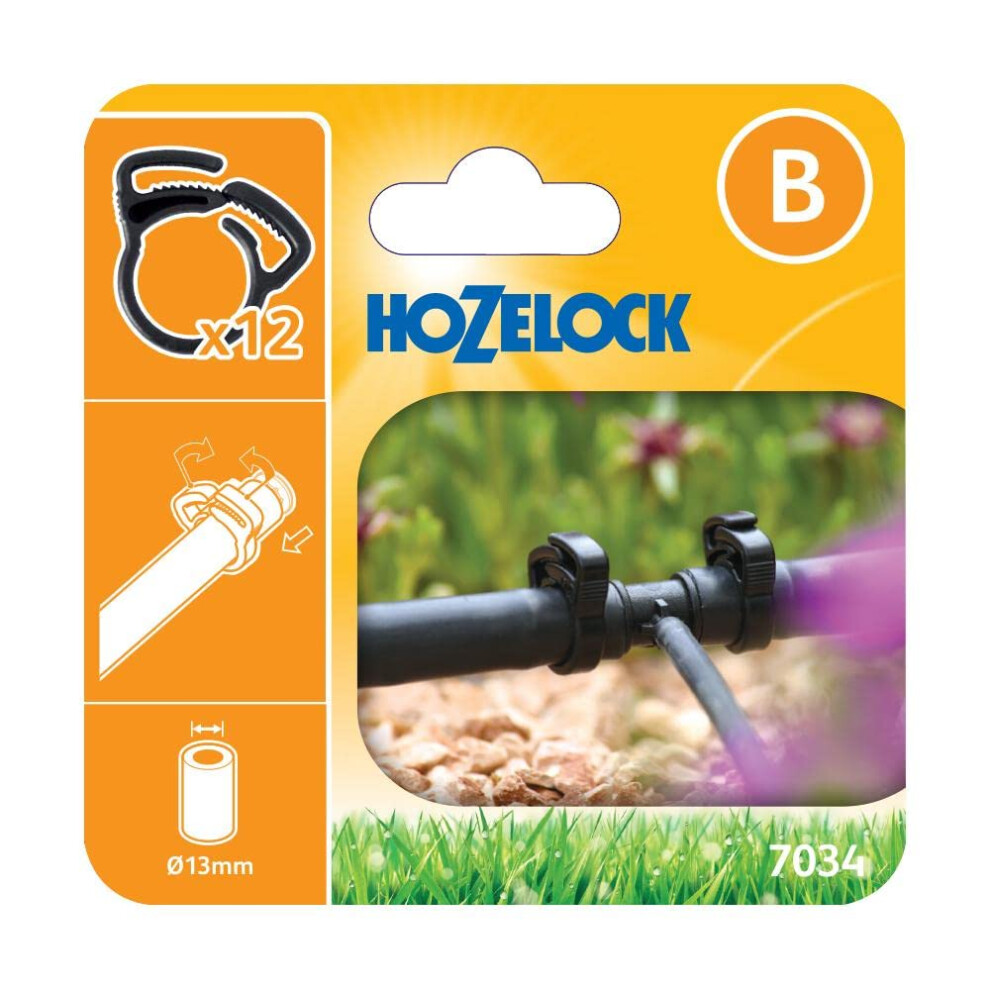 Hozelock Micro Supply Pipe Ratchet Clamps 1/2" / 12.5Mm Pack Of 12