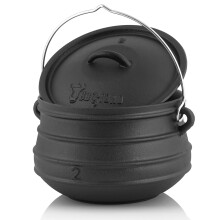 BBQ-Toro cast iron Potjie | Cast iron witch pot | 6 litres without feet | Dutch oven | Couldron cookware | Preseasoned African Potjie with lid |