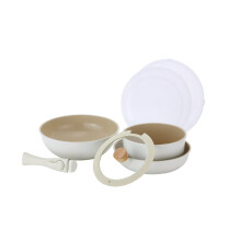 NEOFLAM? - Midas Plus 8-piece pot and pan set - natural Ecolon? non-stick coating, removable handle, suitable for induction cookers, oven-safe, easy