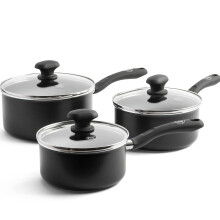 GreenChef Diamond Healthy Ceramic Non-Stick, 3-Piece Saucepan Set with Lids, 16cm/1.5L, 18cm/2.1L and 20cm/3.1 L, Milkpans Pots, PFAS-Free, Induction