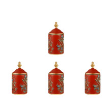 4Pcs Red Airtight Ceramic Storage Canisters for Tea Candy and Sugar