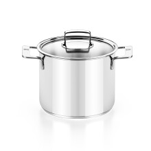 Bra Signature Stainless Steel Cooking Pot 5 Litre Capacity. Suitable for All Hobs Including as an Induction Pot. Fully Stainless Steel with Glass Lid.