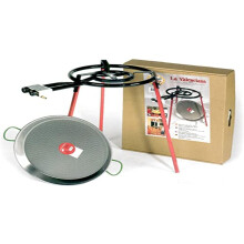 Vaello La Valenciana Eco Paella Set, 46cm Polished Pan, 400mm Gas Burner, Tripod
