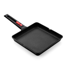 Bra Infinity Non Stick Aluminium Grill Pan - Non-Ribbed (22cm). Induction Pans Non Stick with Detachable Handle. Grill Pan for Induction Hob, Griddle