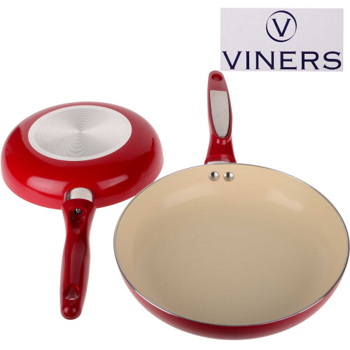 Viners Viners 2-Piece Ceramic Interior Frying Pan Set, Red