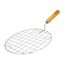 Satre Online and Marketing Stainless Steel Round Roasting Net with Wooden Handel, Roasting Jali, Wire Roaster, Papad Jali - 1 Pcs