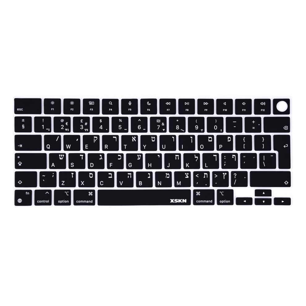 Xskn Hebrew Eu Version Silicone Keyboard Cover For Apple Macbook Air 13/15 Inch With M5/M4/M3/M2 Chip And Macbook Neo With A18 Pro Chip Black 762917029061