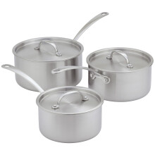 Stellar Eclipse 3-Piece Set of Saucepans, 1.5QT, 3QT and 4QT Saucepans with Weighted Stainless Steel Lids, Triple-Ply Construction, Induction Ready