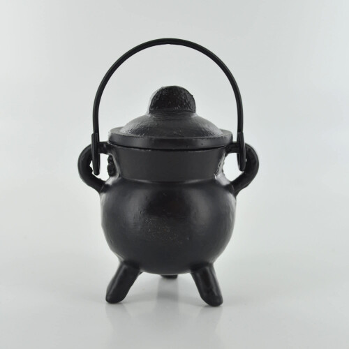Prezents Black Cast Iron Cauldron Mini - Plain Wicca Pagan Celtic Decor, S, (40005)