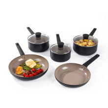 Salter Recycled Ceramic 5 Piece Cooking Pan Set ? 16/18/20 cm Saucepans & 24/28 cm Frying Pans, Pressed Aluminium, PFOA & PFAS-Free Non-Stick Coating,
