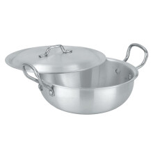 LENAK Induction Compatible Wok Deep Stir Fry Frying Pan with Lid - Induction, Gas and Electric Hobs Aluminium Pan (22cm)