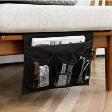 Bedside Organiser 4 Pocket Bed Sofa Hanging Storage Bag Holder Pouch for Book Phone Glasses TV Remote(Black)