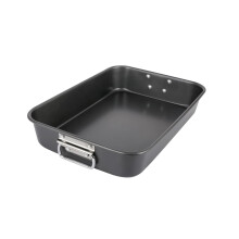 ROYAL CUISINE Deep Roasting Tin with Rack, Non Stick Baking Tray Carbon Steel Roaster with Handles. (Roasting Tray)
