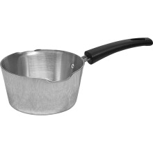 COOKEVERYDAY Polished Aluminium Heavy Based Milk Pan, 15 cm / 6 ", UK Made, Durable, Easy Pouring with Double Lips