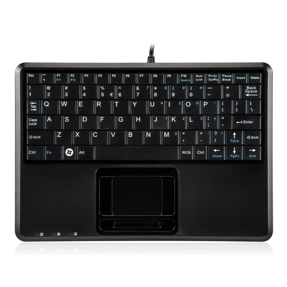 Perixx Periboard-510H Plus Wired Keyboard With Touchpad - Super Mini 230X160x20mm - Built-In 2 Hubs - Us English Layout 4049571251028