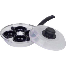 COOKEVERYDAY Egg Poacher Pan, 4 Cup Capacity, 20cm, Lightweight, Plastic Lid, Tray and Cups, UK Made