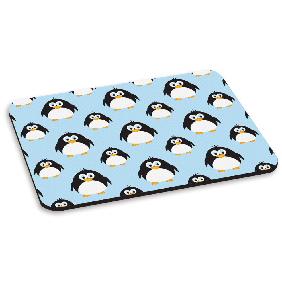 Penguin Pattern Rectangle Pc Computer Mouse Mat Pad Blue 5055889818715