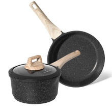 Just Perfecto Frying Pan Set 20 cm + 18 cm Saucepan with Lid, Induction Compatible Cooking Set, Non-Stick Coating PFAS and PFOA Free, High Quality