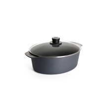 Woll Diamond Lite Cast Iron Roasting Dish with Glass Lid in Box - Inductive, 31 x 26 cm, 11 cm High, 6 litres - Suitable for All Cookers - Cast