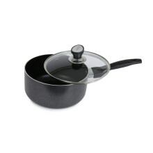 Professional 22cm Black Saucepan with Lid Non Stick Sauce Pot Milk Pan Cooking Sauce Pan, Induction Compatible