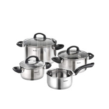 Karcher Mia Cookware Set with Glass Lids, Suitable for Induction Hobs, Stainless Steel, 4-Piece