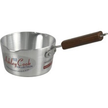 Sterling Ventures 14CM Heavy Gauge Aluminium Milk Pan Wooden Handle, Silver