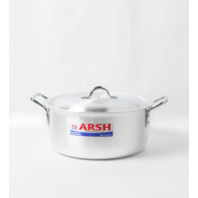 Arsh Aluminium Stockpot Set with Lids, Silver, 5 Piece, 3.5L to 9.5L Capacity, 21cm to 31cm Diameter, Heavy Duty Soup Pot Saucepan (31 cm)
