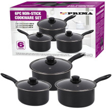HomeVibe 3-Piece Saucepan Set with Lids ? 16cm, 18cm & 20cm Non-Stick Saucepans ? Durable Aluminium Cookware Set with Heat-Resistant Bakelite Handles