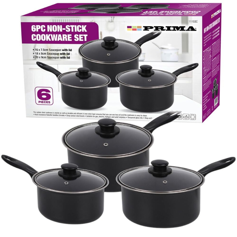 Homevibe 3-Piece Saucepan Set With Lids ? 16Cm, 18Cm & 20Cm Non-Stick Saucepans ? Durable Aluminium Cookware Set With Heat-Resistant Bakelite Handles