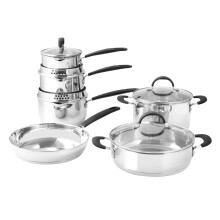 ProCook Gourmet Stainless Steel Cookware Set - 6 Piece, 14/16/18/20/24 cm, 1/1.7/2.4/3.2/3.7 L, Induction Compatible Pans with Stay Cool Handles -