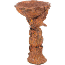 Garden Bird Bath Decorative Tray Bird Feeder Creative Owl Figurine Bird Bath Bird Feeder Garden Statue Bird Feeder Tray Lawn Bird Decor
