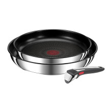 Tefal L97490 Ingenio Preference On 3-Piece Pan Set | Stackable | Non-Stick Coating | Suitable for Induction Cookers | Thermal Signal Temperature
