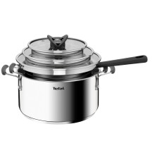 Tefal G7376S Opti'Space 6-Piece Saucepan Set | Saucepan 16 cm (Including Lid) | Cooking Pots 20/24 cm (Including Lid) | Stainless Steel | Thermal