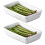 Rectangular Roasting Dish 17.5x5.5x11.5cm White Ribbed Ceramic 18cm Oven Baking Vegetable Tray (2) 1