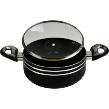 Casserole Dish with Glass Lid & Side Handles Aluminium Cookware Non-Stick Coating Cooking Pot Stockpot Saucepan Suitable for all Hobs Induction (Black