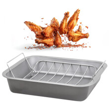 36cm Non-Stick Stainless Steel Curved Roasting Rack & Tray for Ovens