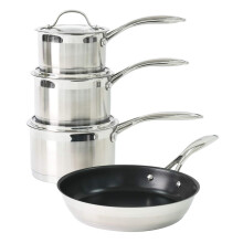 ProCook Professional 18/10 Stainless Steel Cookware Set - 4 Piece, 14/16/18/24 cm, Non Stick Pots with Lids - Induction Compatible Cooking Pans