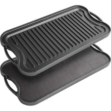 Taylor & Brown Reversible Cast Iron Griddle Pan | Pre-Seasoned Non-Stick BBQ Griddle Grill with Handles | Suitable for Oven Safe, Induction, Gas Hob |