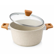 HOMSMYTH Forged Aluminium Stockpot with Glass Lid ? Non-Stick, Induction Compatible Cooking Pot Cookware 20cm/24cm/28cm | Casserole Dish for Home &