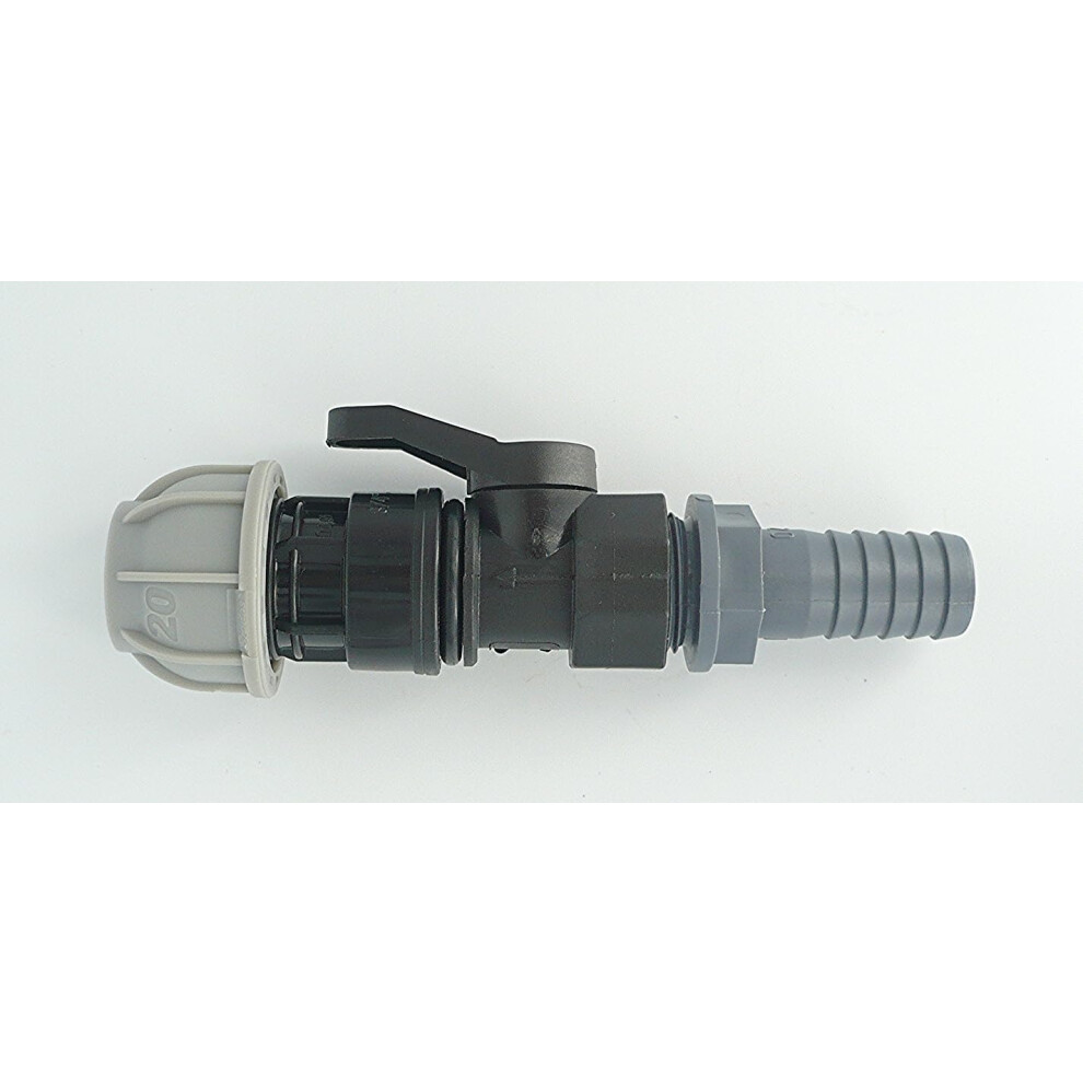 Hensita Pipe Joiner. Joins Mdpe/Alkathene Solid Pipe To Flexible Hose Pipe. With On/Off Valve (20 Mm (Mdpe) X 20 Mm (Hose)) 5060682650806