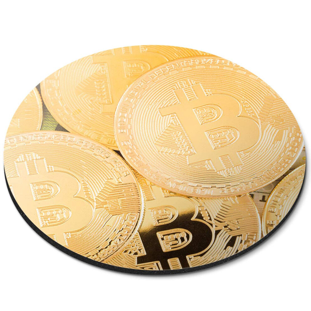 Destination Vinyl Ltd Shiny Bitcoin Currency - Flexible Round 5Mm Rubber Mouse Mat Pad Office Home Novelty Printed Desk Accessory 12490 7626000294084