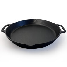 Thorness Cast Iron 14? Diameter Paella Pan | Large Skillet Frying Pan | Prospector Style pan | 35cm Diameter | Non-Stick Induction Paella pan | Paella