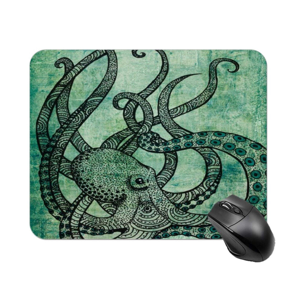 Yeuss Rectangular Non-Slip Mousepad Cool Retro Old Octopus Picture Gaming Mouse Mat Pad 200Mm X 240Mm 6271995530870